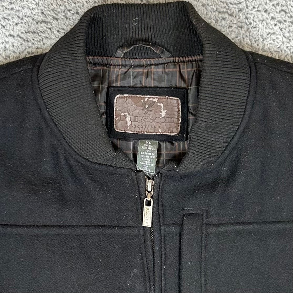 Lyle & Scott Scotland Mens XL Black Wool Cashmere Blend Quilted Puffer Vest
